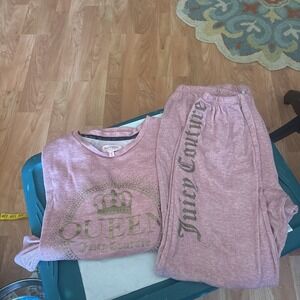 Juicy Couture Sleepwear Set Pink QUEEN Pullover Long Sleeve Shirt & Pants XL